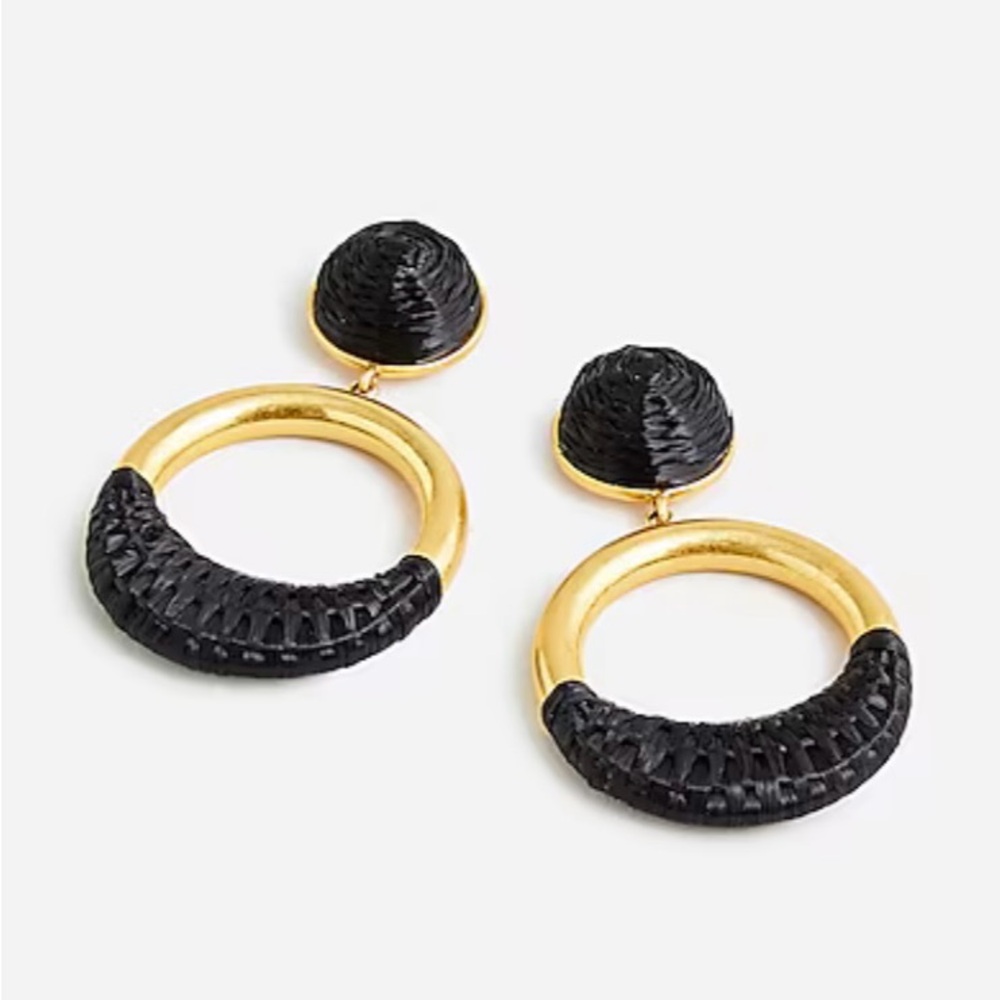 🖤J. Crew faux raffia-wrapped gold hoop earrings